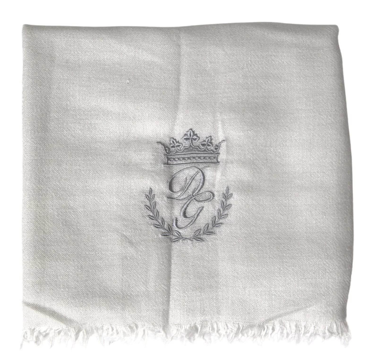 Dolce & Gabbana Gray Cashmere Wrap Shawl Fringe Scarf - Hilstor