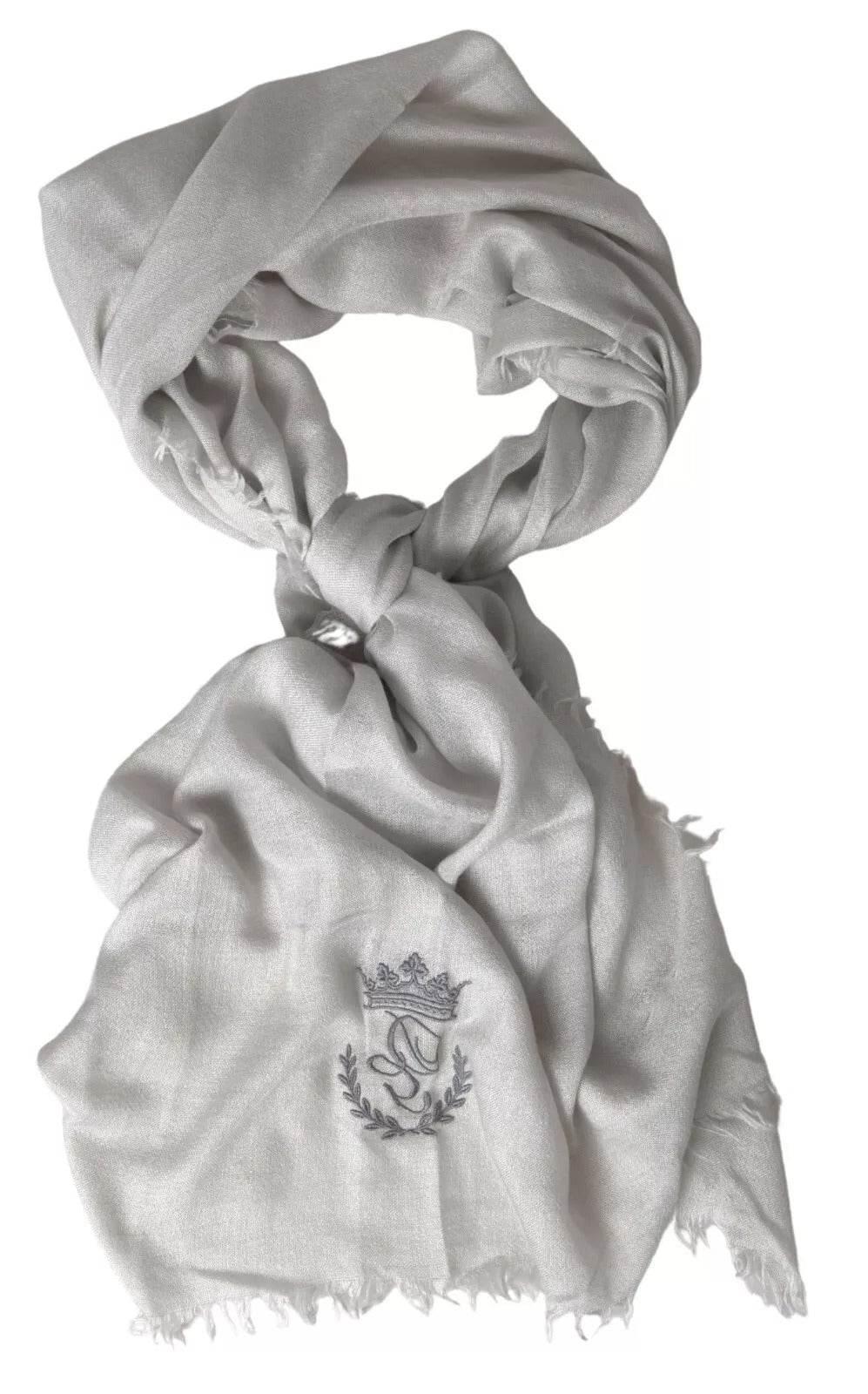 Dolce & Gabbana Gray Cashmere Wrap Shawl Fringe Scarf - Hilstor