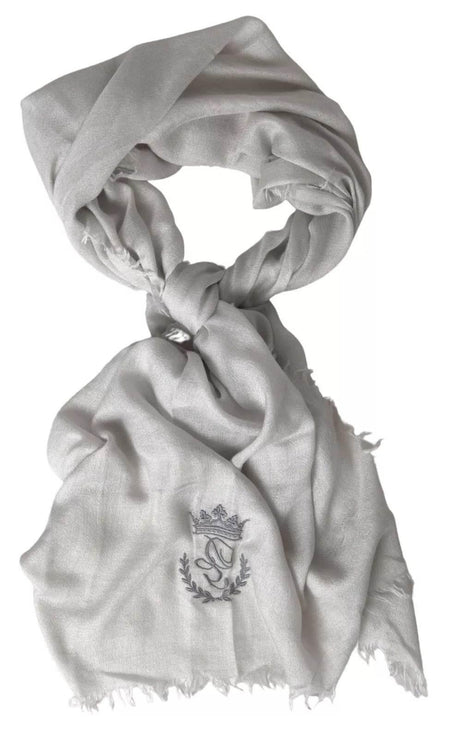 Dolce & Gabbana Gray Cashmere Wrap Shawl Fringe Scarf - Hilstor