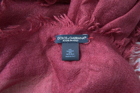Dolce & Gabbana Maroon Cashmere Knit Wrap Shawl Fringe Scarf - Hilstor