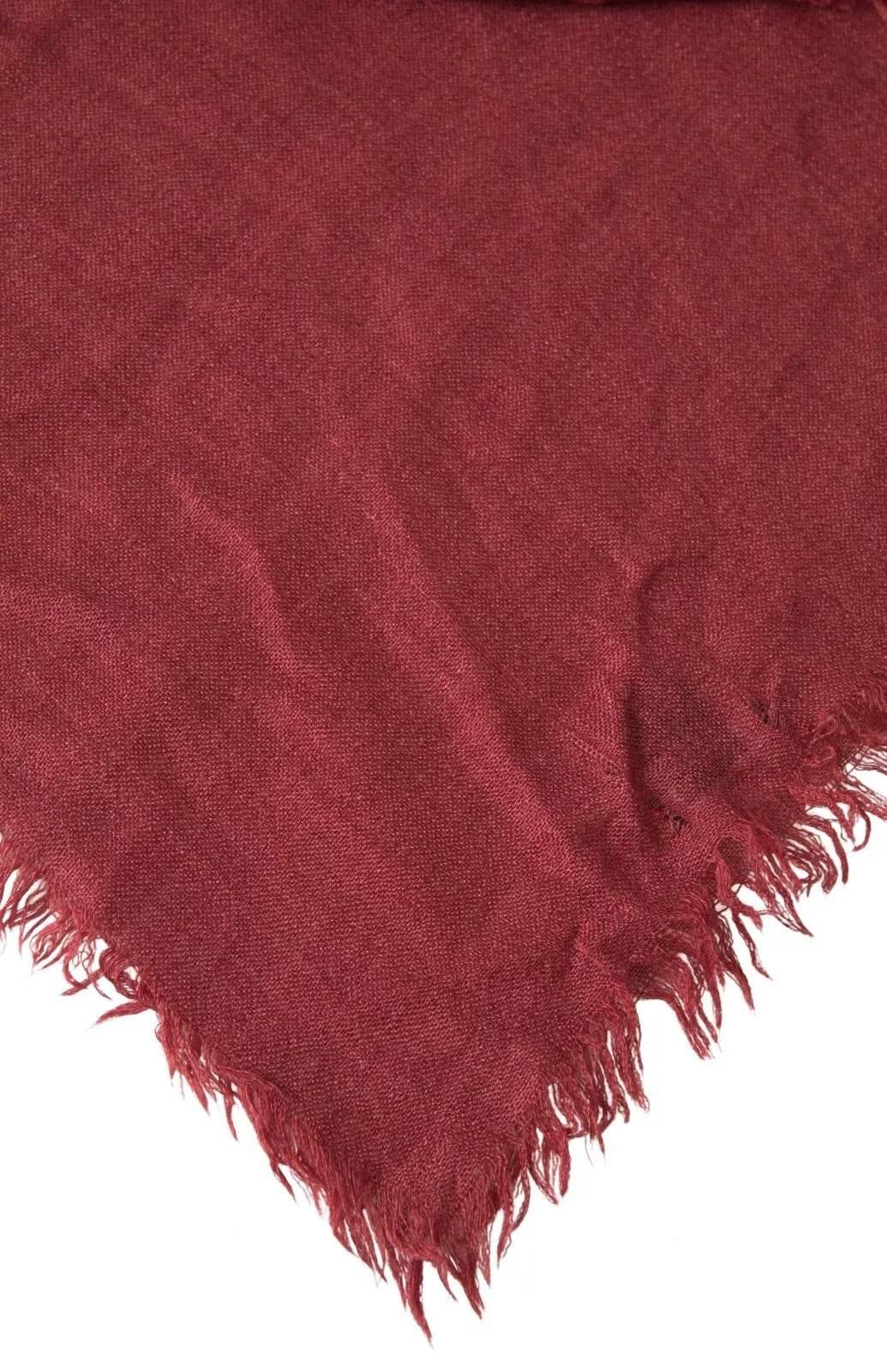 Dolce & Gabbana Maroon Cashmere Knit Wrap Shawl Fringe Scarf - Hilstor