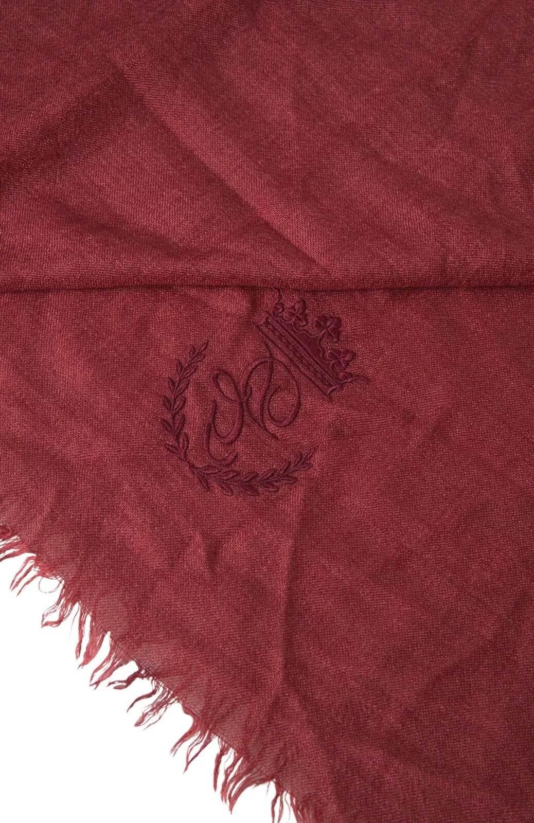 Dolce & Gabbana Maroon Cashmere Knit Wrap Shawl Fringe Scarf - Hilstor