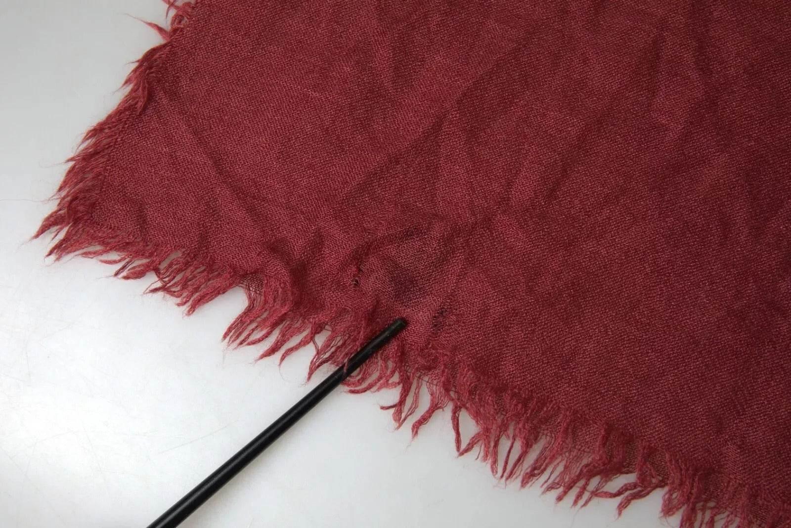 Dolce & Gabbana Maroon Cashmere Knit Wrap Shawl Fringe Scarf - Hilstor