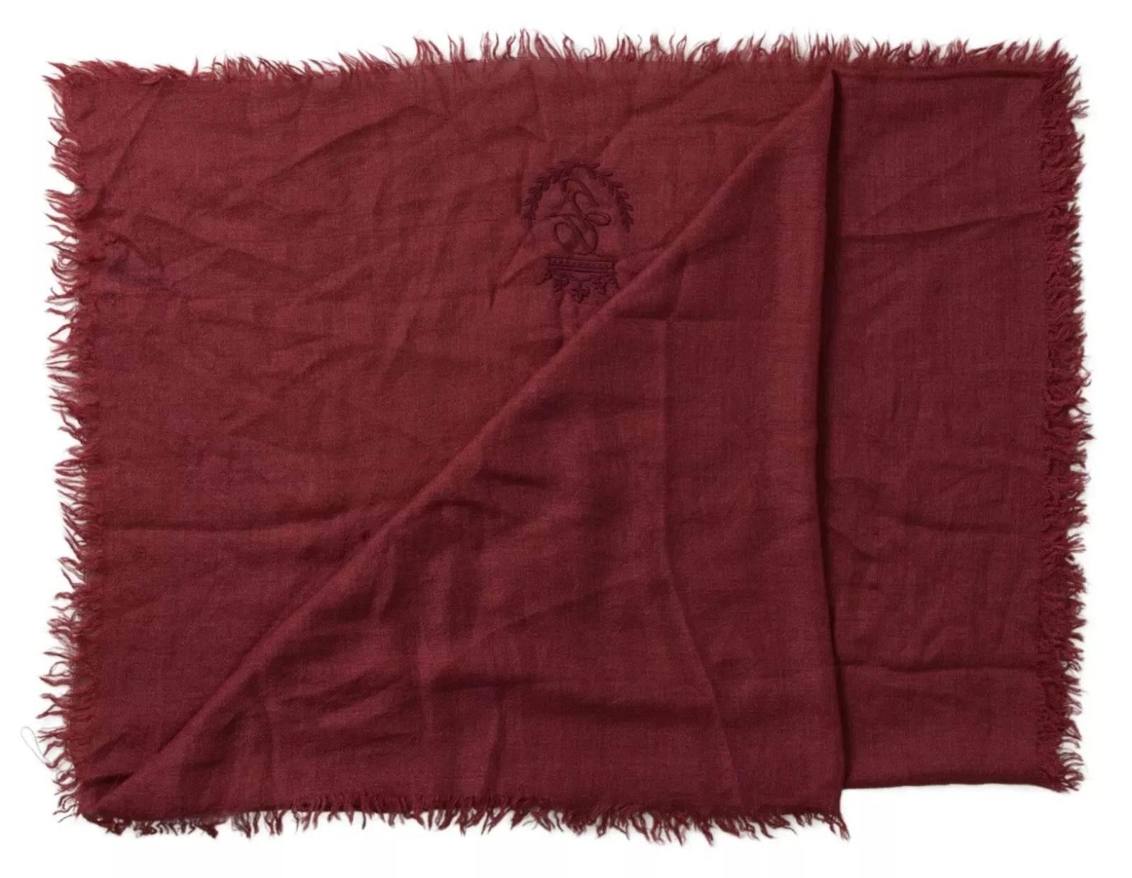 Dolce & Gabbana Maroon Cashmere Knit Wrap Shawl Fringe Scarf - Hilstor