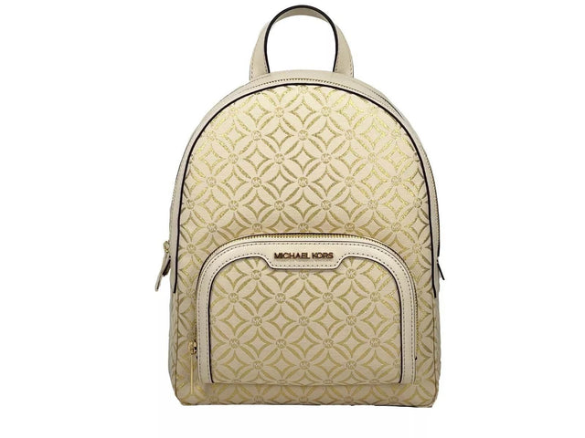 Michael Kors Jaycee Medium Zip Pocket Backpack Bag Cream Gold - Hilstor