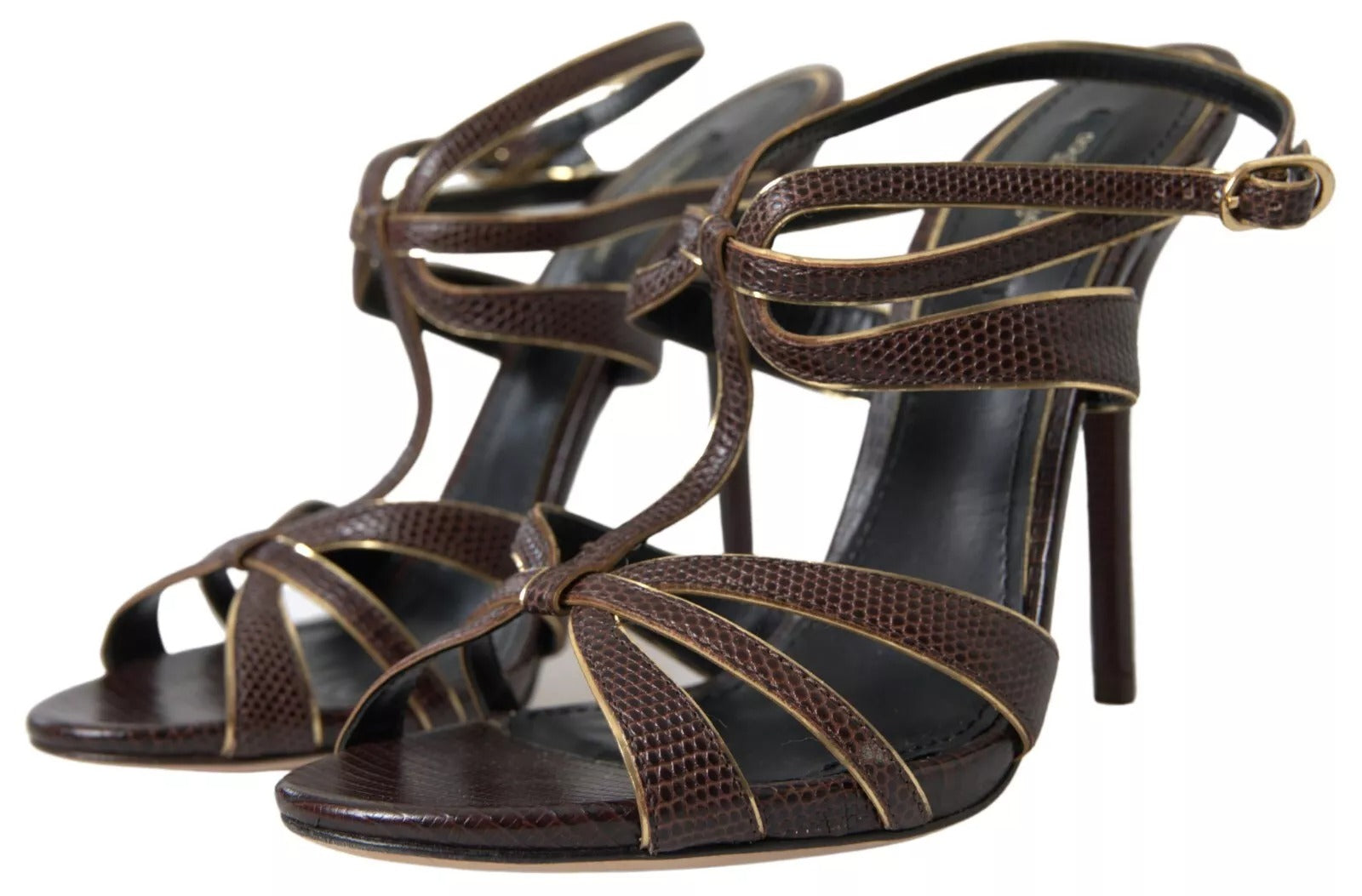 Dolce &amp; Gabbana Brune Ankelrem Stilettohæle Sandaler Sko