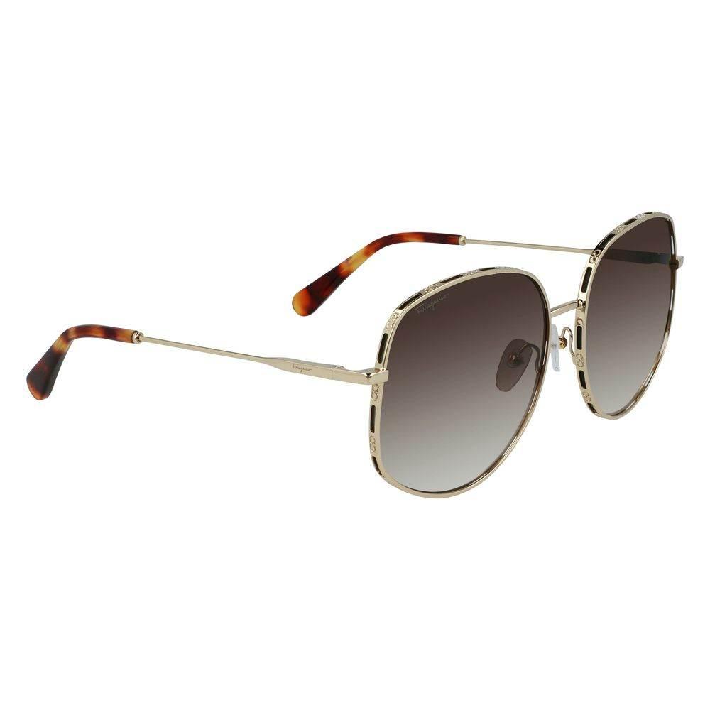 Salvatore Ferragamo Gold Metal Sunglasses - Hilstor