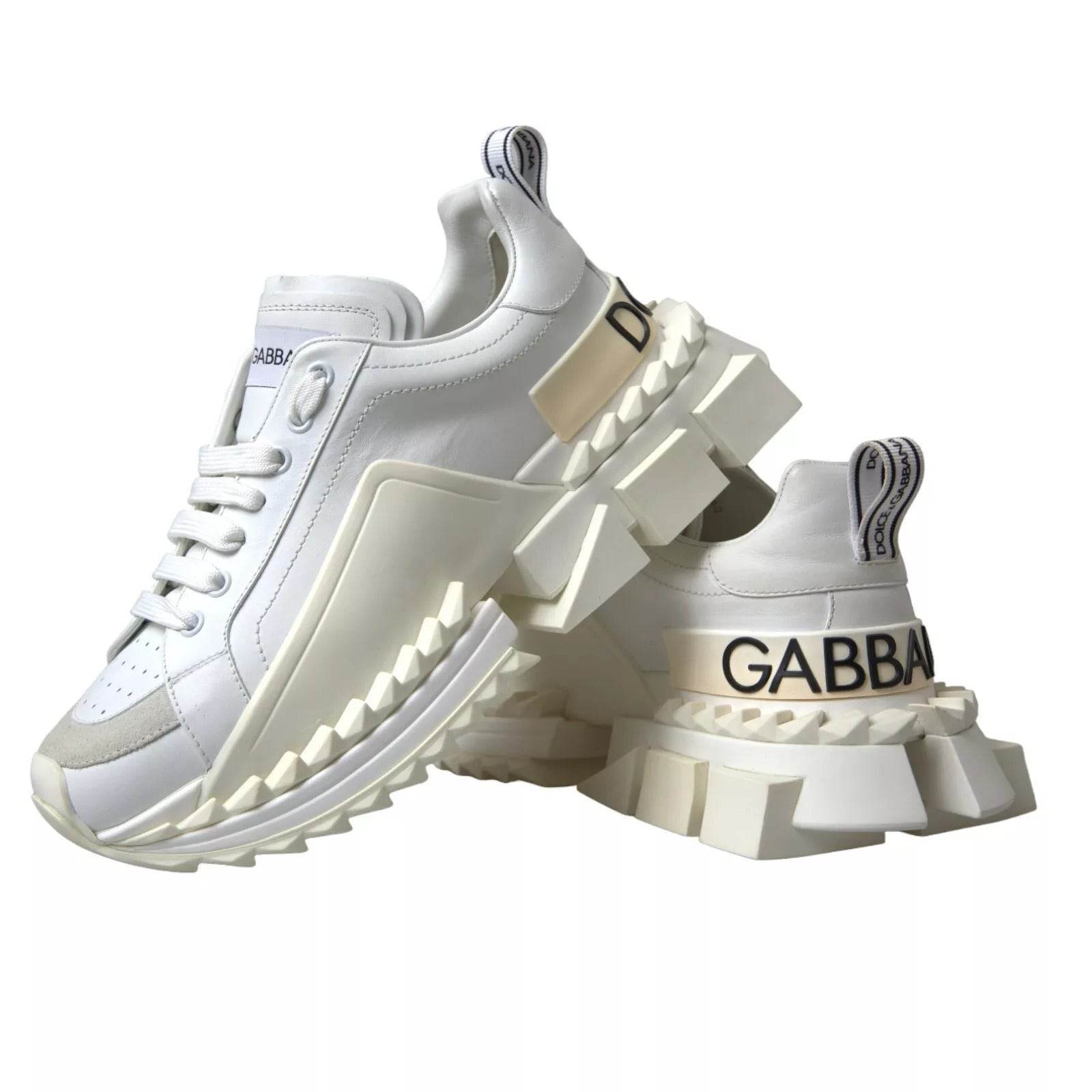 Dolce & Gabbana White Leather Super Queen Women Sneakers - Hilstor