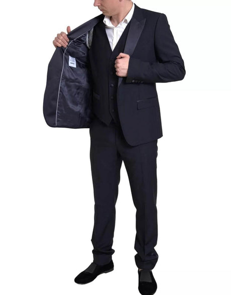 Dolce & Gabbana Black 3 Piece Single Breasted MARTINI Suit - Hilstor