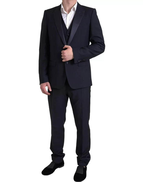 Dolce & Gabbana Black 3 Piece Single Breasted MARTINI Suit - Hilstor