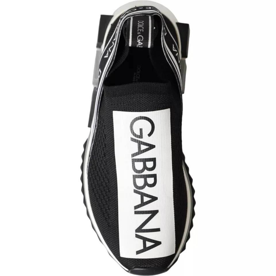 Dolce & Gabbana Black White Slip On Sorrento Sneakers Shoes - Hilstor