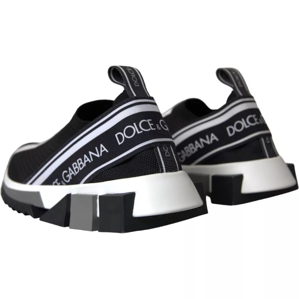 Dolce &amp; Gabbana Sort Hvid Slip On Sorrento Sneakers Sko