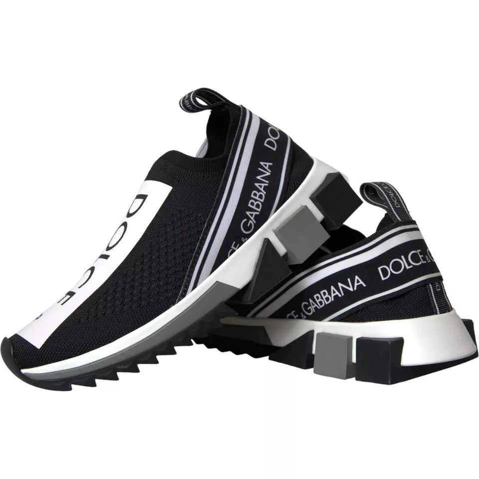 Dolce &amp; Gabbana Sort Hvid Slip On Sorrento Sneakers Sko