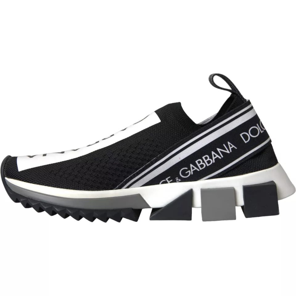 Dolce &amp; Gabbana Sort Hvid Slip On Sorrento Sneakers Sko
