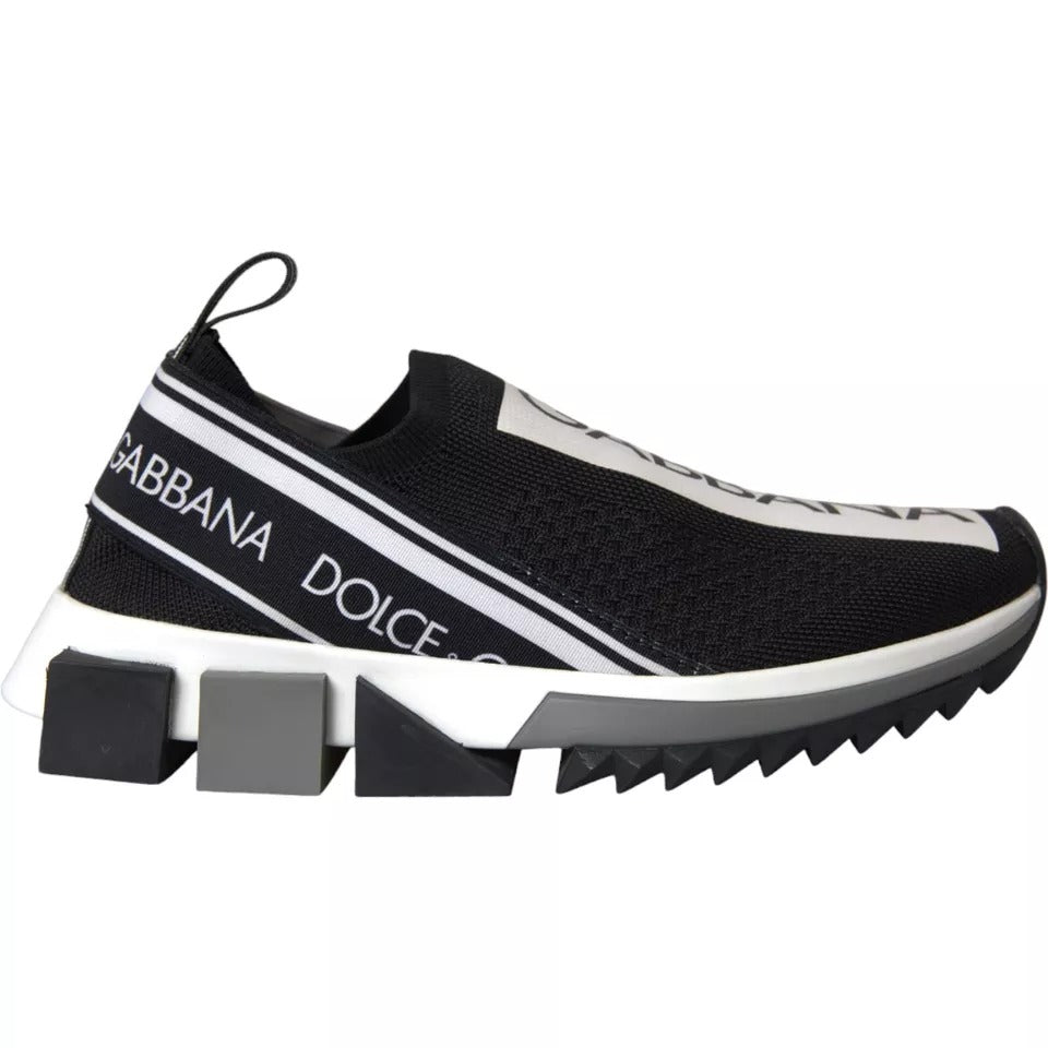Dolce &amp; Gabbana Sort Hvid Slip On Sorrento Sneakers Sko