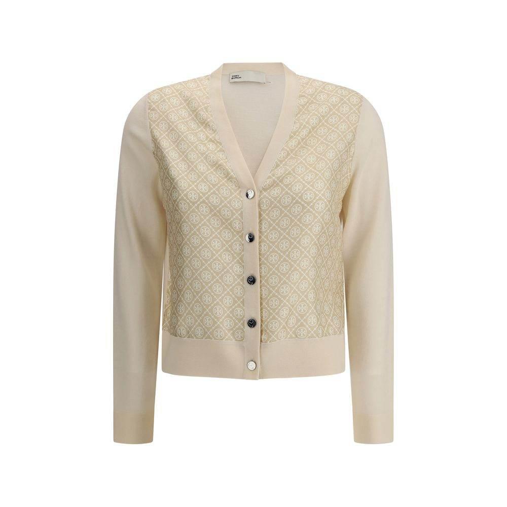 Tory Burch Silk and wool Cardigan with logos - Hilstor