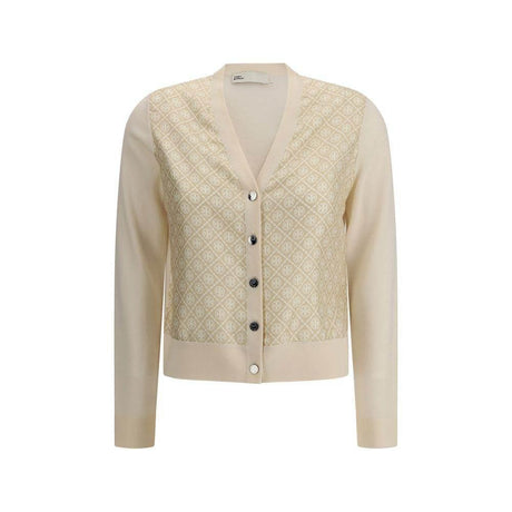 Tory Burch Silk and wool Cardigan with logos - Hilstor
