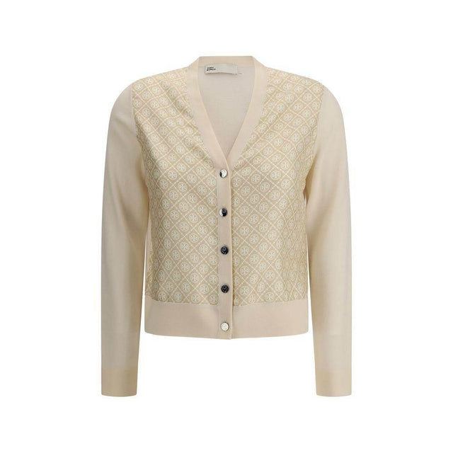 Tory Burch Silk and wool Cardigan with logos - Hilstor