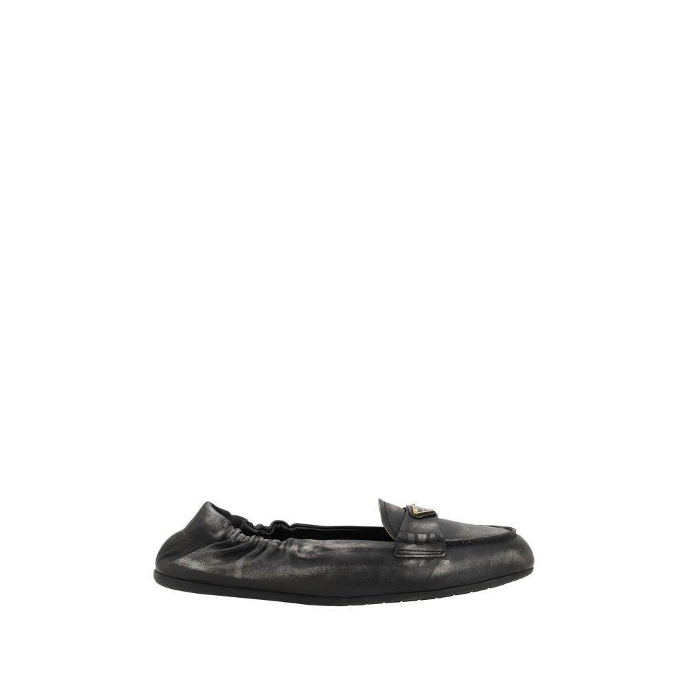 Prada Vintage-effect leather Loafers - Hilstor