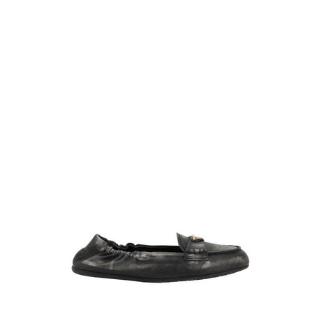 Prada Vintage-effect leather Loafers - Hilstor