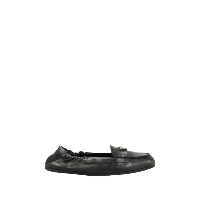 Prada Vintage-effect leather Loafers - Hilstor