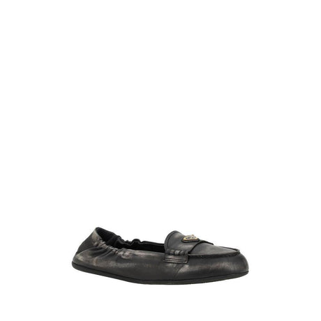Prada Vintage-effect leather Loafers - Hilstor
