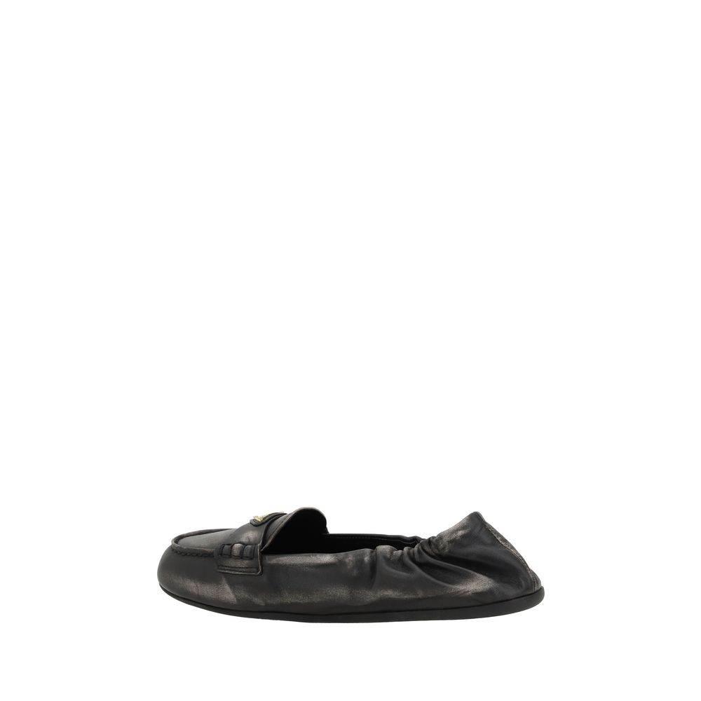Prada Vintage-effect leather Loafers - Hilstor