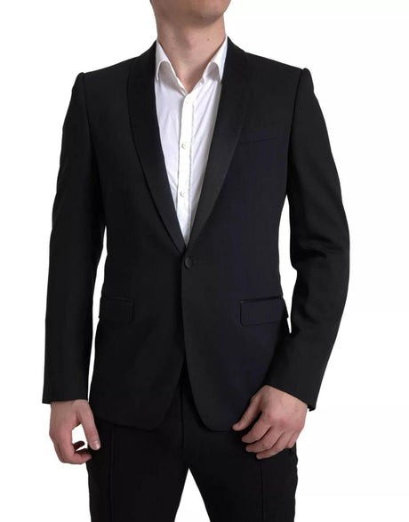 Dolce & Gabbana Black Wool Single Breasted MARTINI Blazer - Hilstor