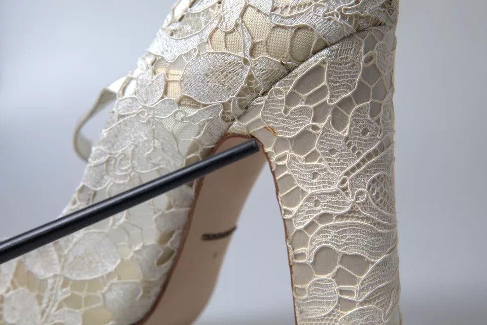 Dolce &amp; Gabbana Hvid Blonde Krystaller Hæle Sandaler Sko