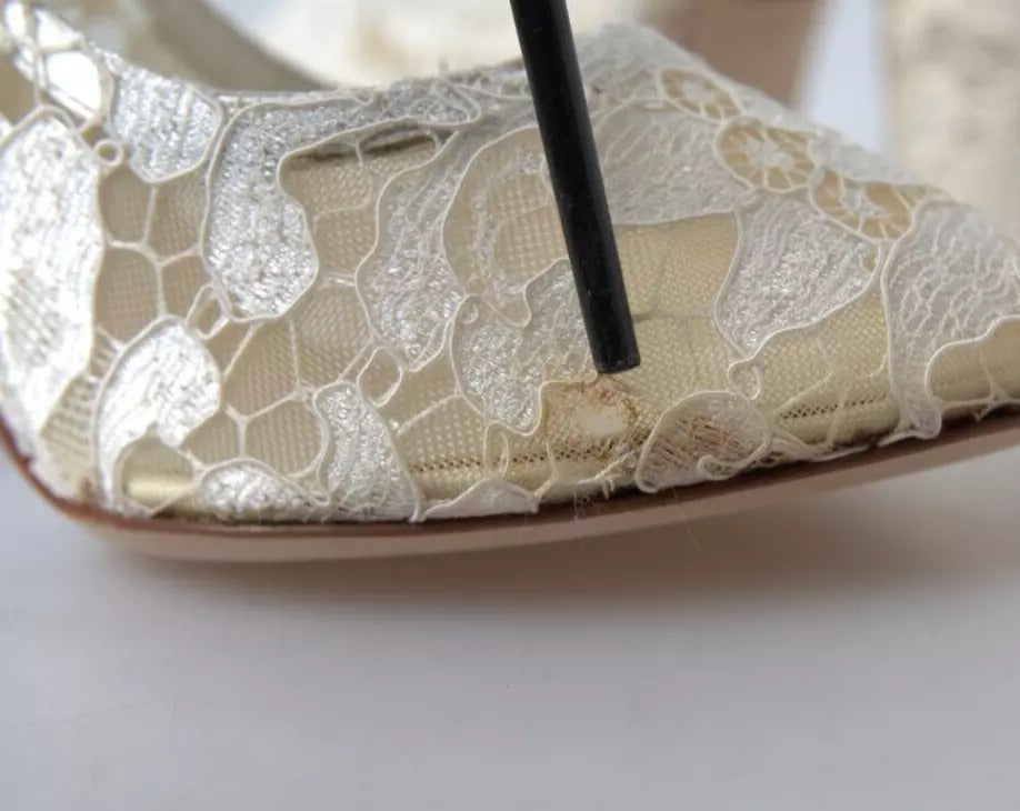 Dolce &amp; Gabbana Hvid Blonde Krystaller Hæle Sandaler Sko