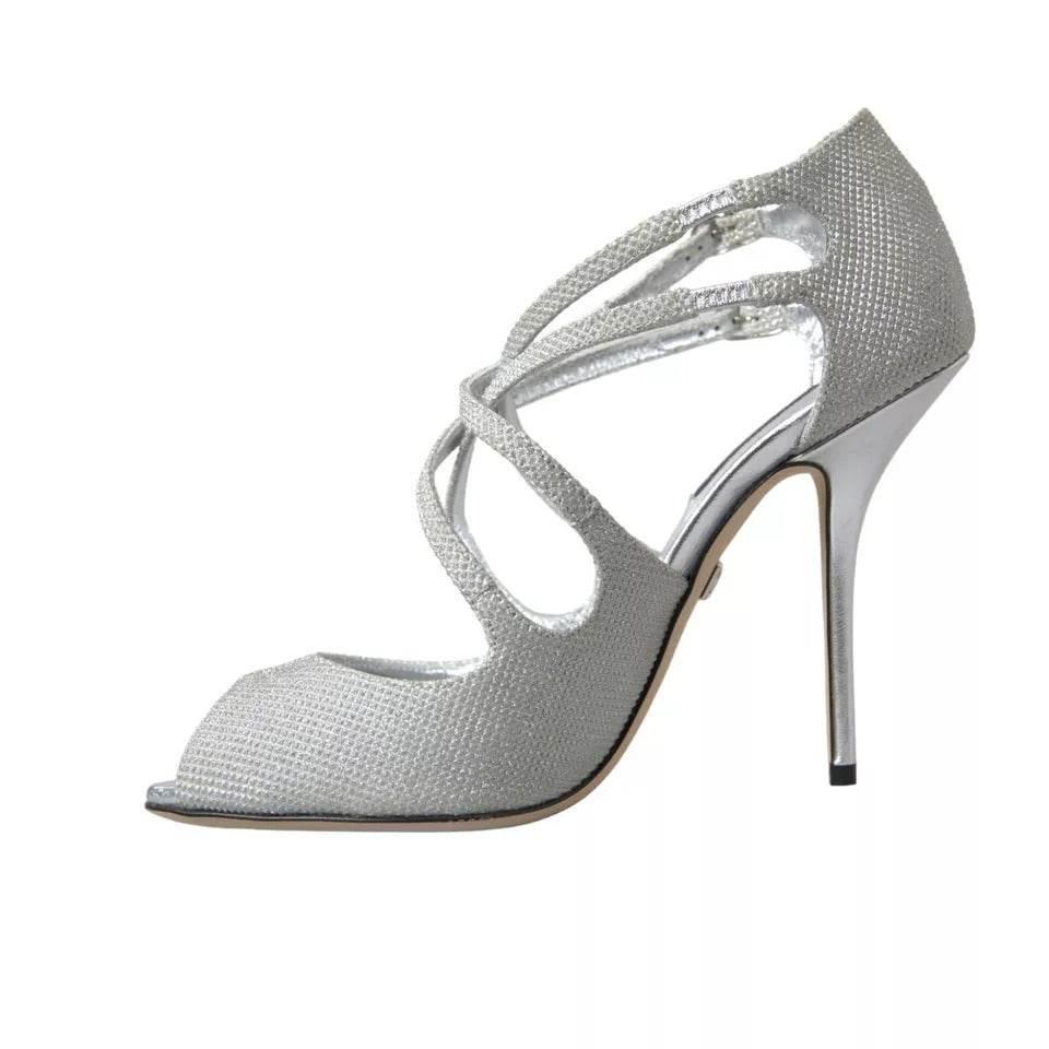 Dolce & Gabbana Silver Shimmers Sandals Heel Pumps Shoes - Hilstor