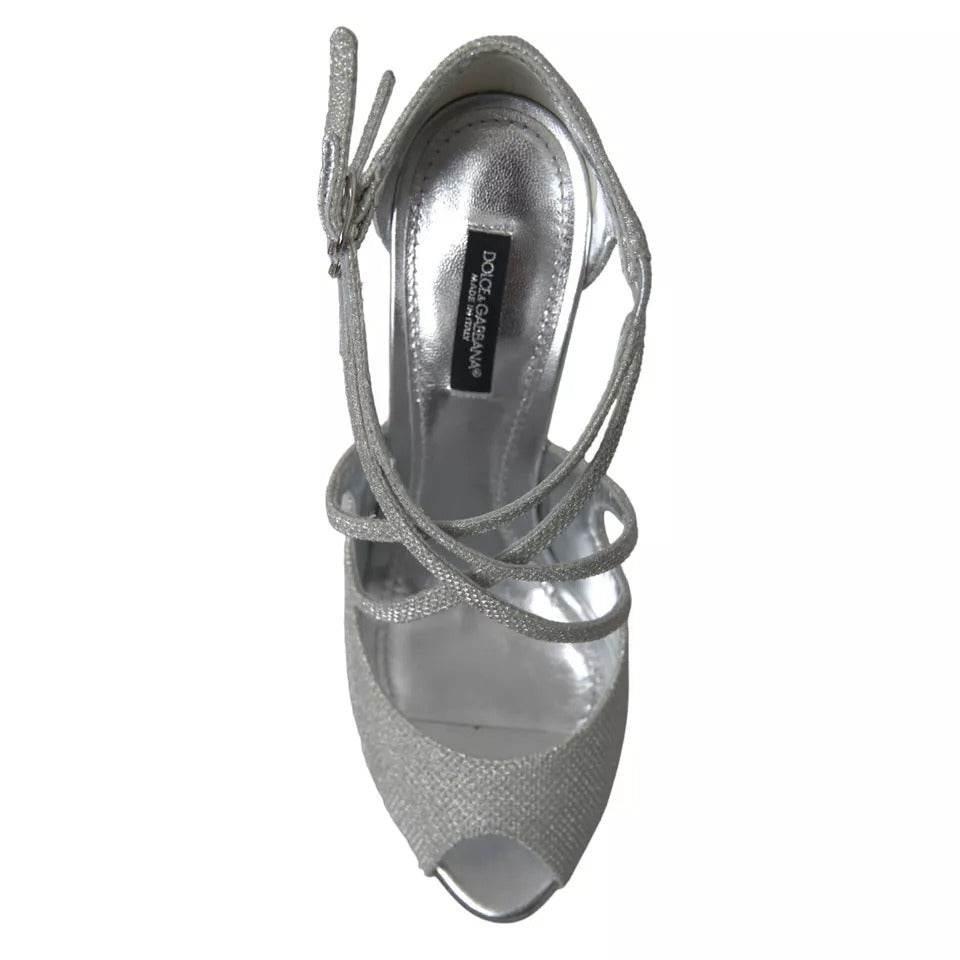 Dolce & Gabbana Silver Shimmers Sandals Heel Pumps Shoes - Hilstor