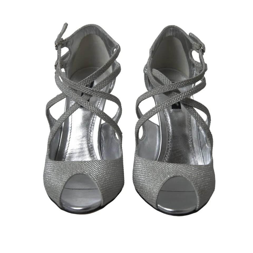 Dolce & Gabbana Silver Shimmers Sandals Heel Pumps Shoes - Hilstor