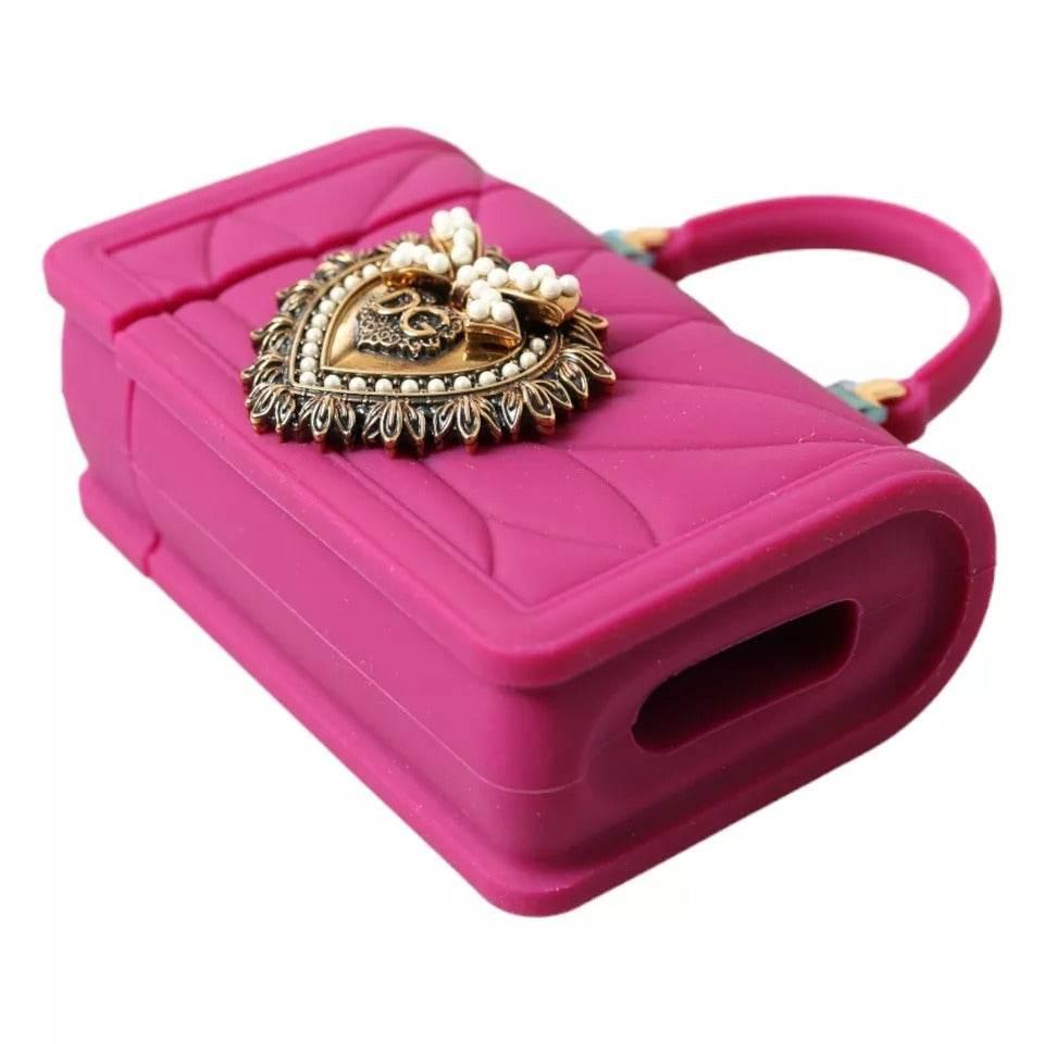 Dolce & Gabbana Pink Silicone Devotion Heart Logo Airpods Case - Hilstor