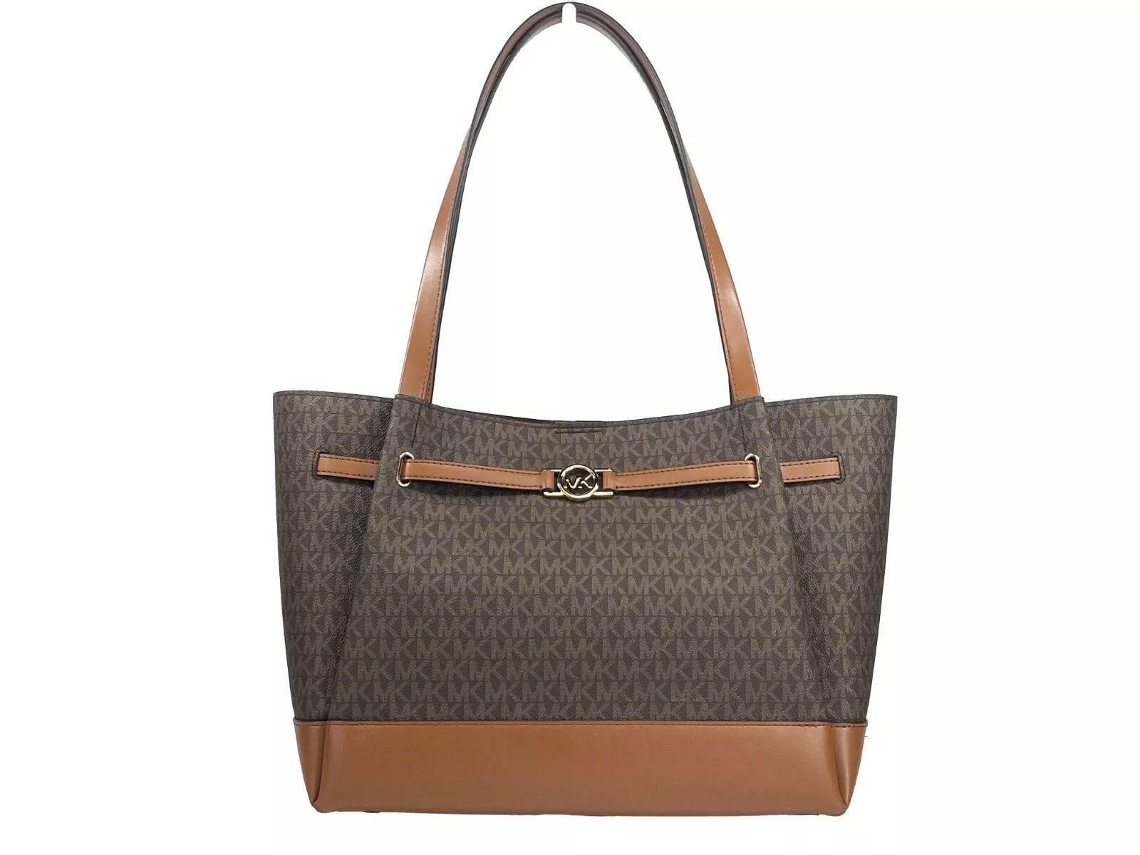 Michael Kors Reed Large Belted Tote Shoulder Bag Purse Brown - Hilstor