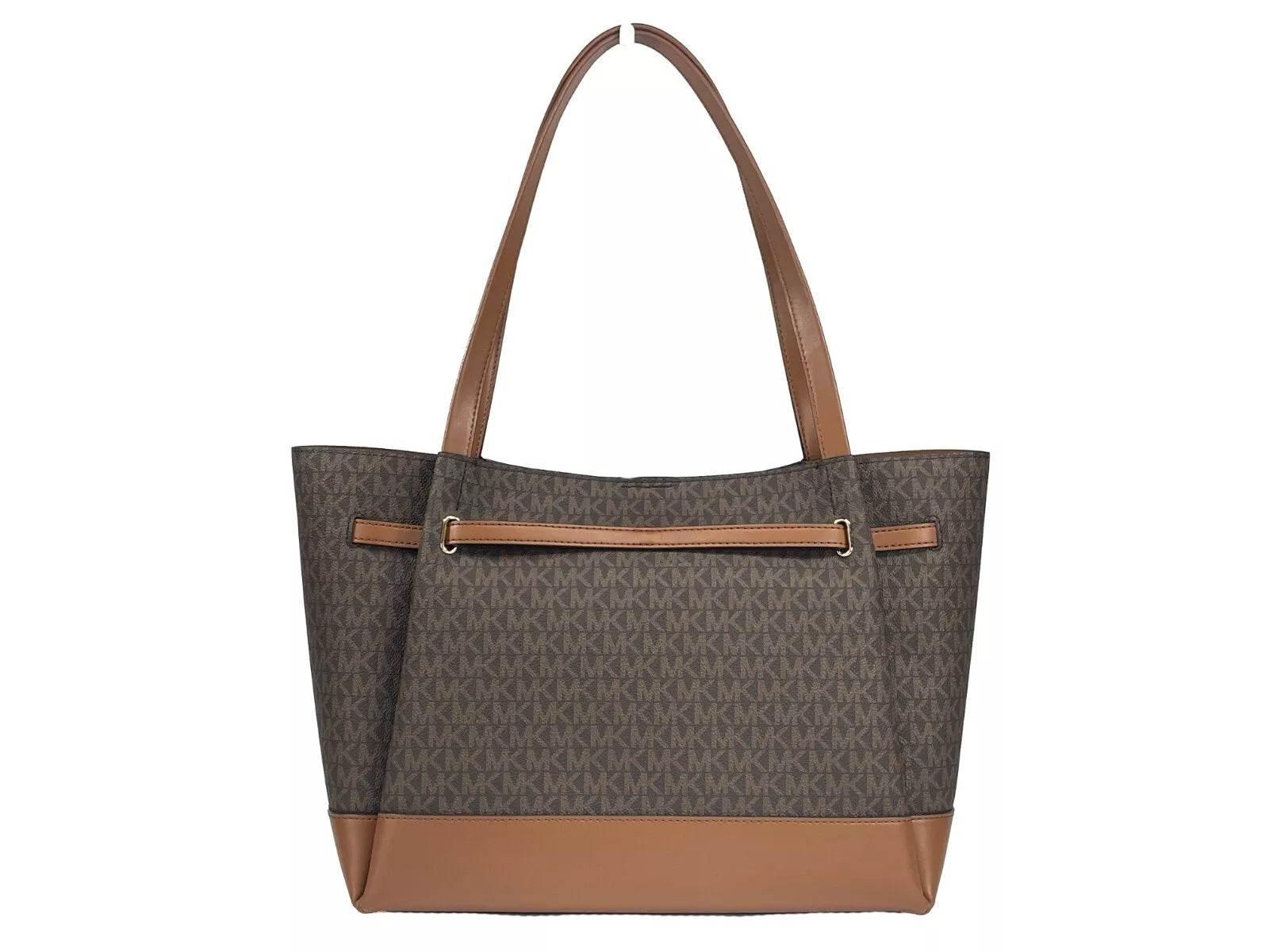 Michael Kors Reed Large Belted Tote Shoulder Bag Purse Brown - Hilstor