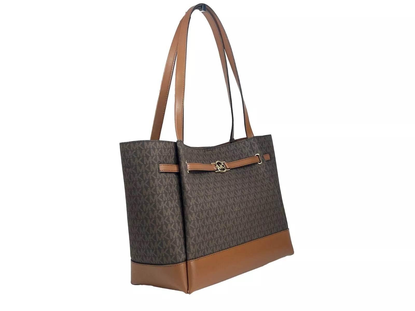 Michael Kors Reed Large Belted Tote Shoulder Bag Purse Brown - Hilstor