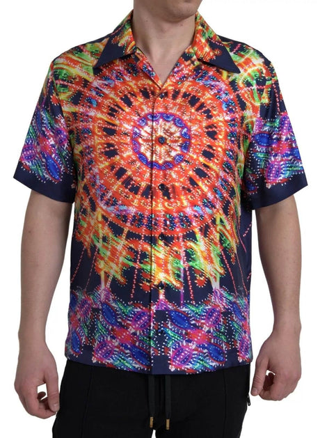 Dolce & Gabbana Multicolor Luminarie Print Men Silk Shirt - Hilstor