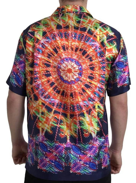 Dolce & Gabbana Multicolor Luminarie Print Men Silk Shirt - Hilstor