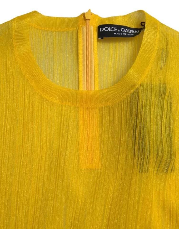 Dolce & Gabbana gul gennemsigtig polyester langærmet bluse