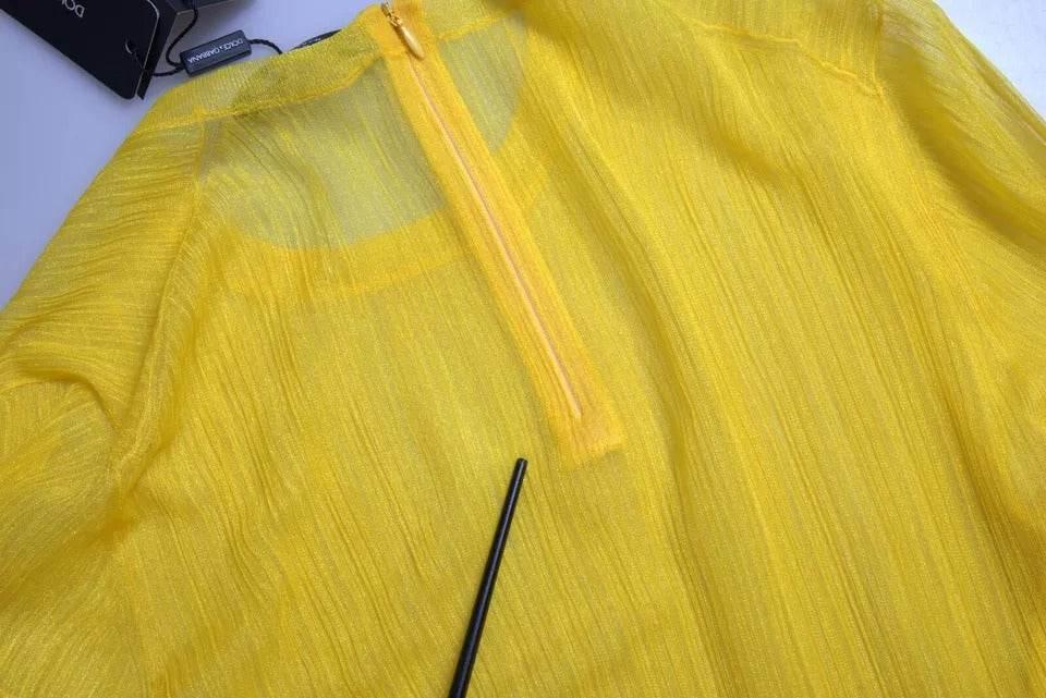 Dolce & Gabbana gul gennemsigtig polyester langærmet bluse