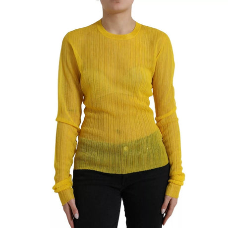 Dolce & Gabbana Yellow Sheer Polyester Long Sleeves Blouse - Hilstor