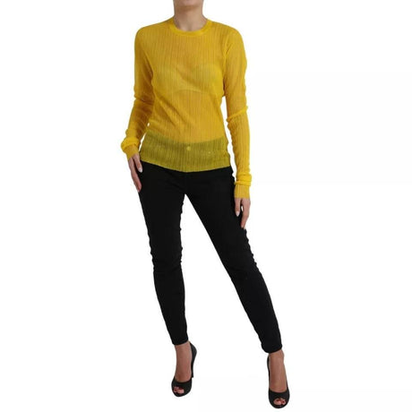 Dolce & Gabbana Yellow Sheer Polyester Long Sleeves Blouse - Hilstor