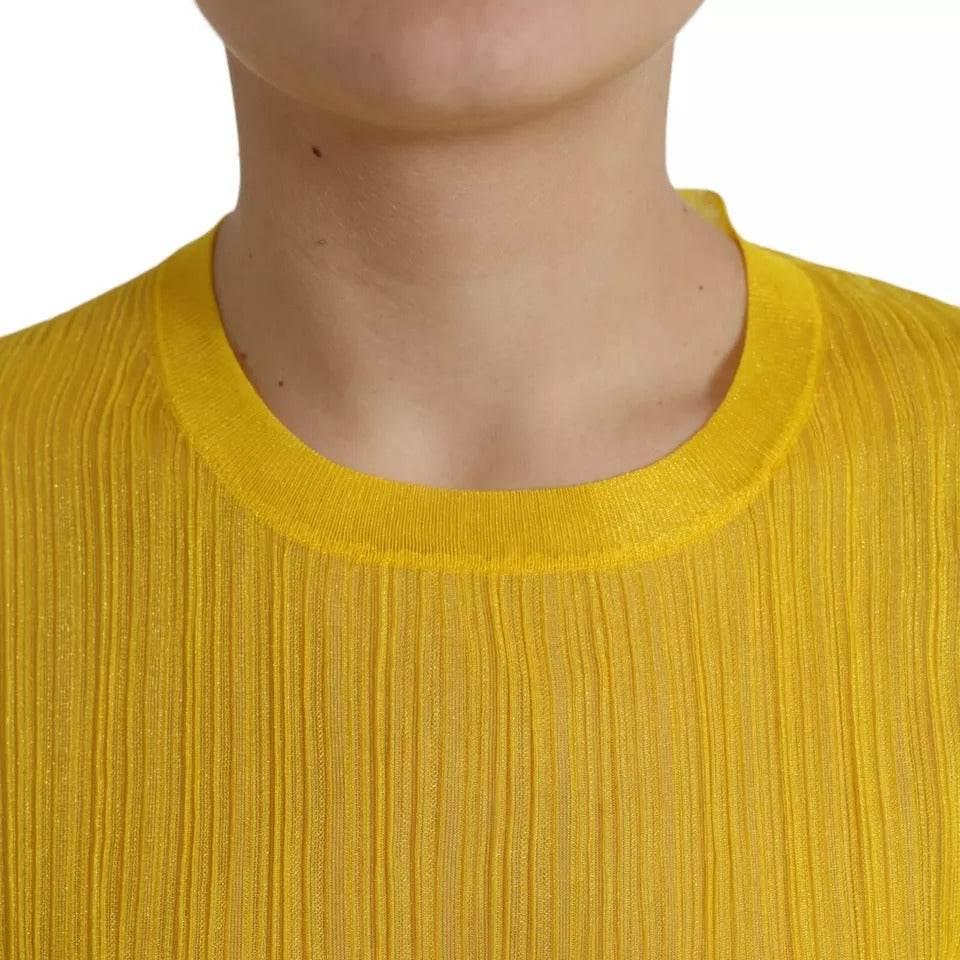 Dolce & Gabbana gul gennemsigtig polyester langærmet bluse