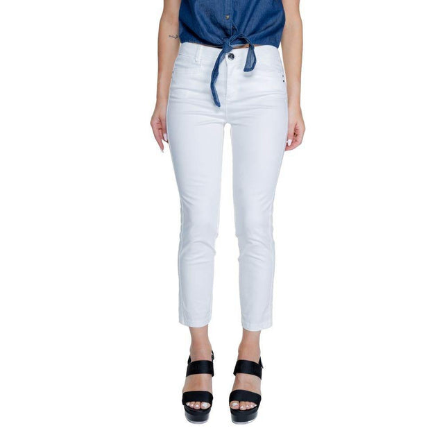 Street One White Cotton Pant - Hilstor