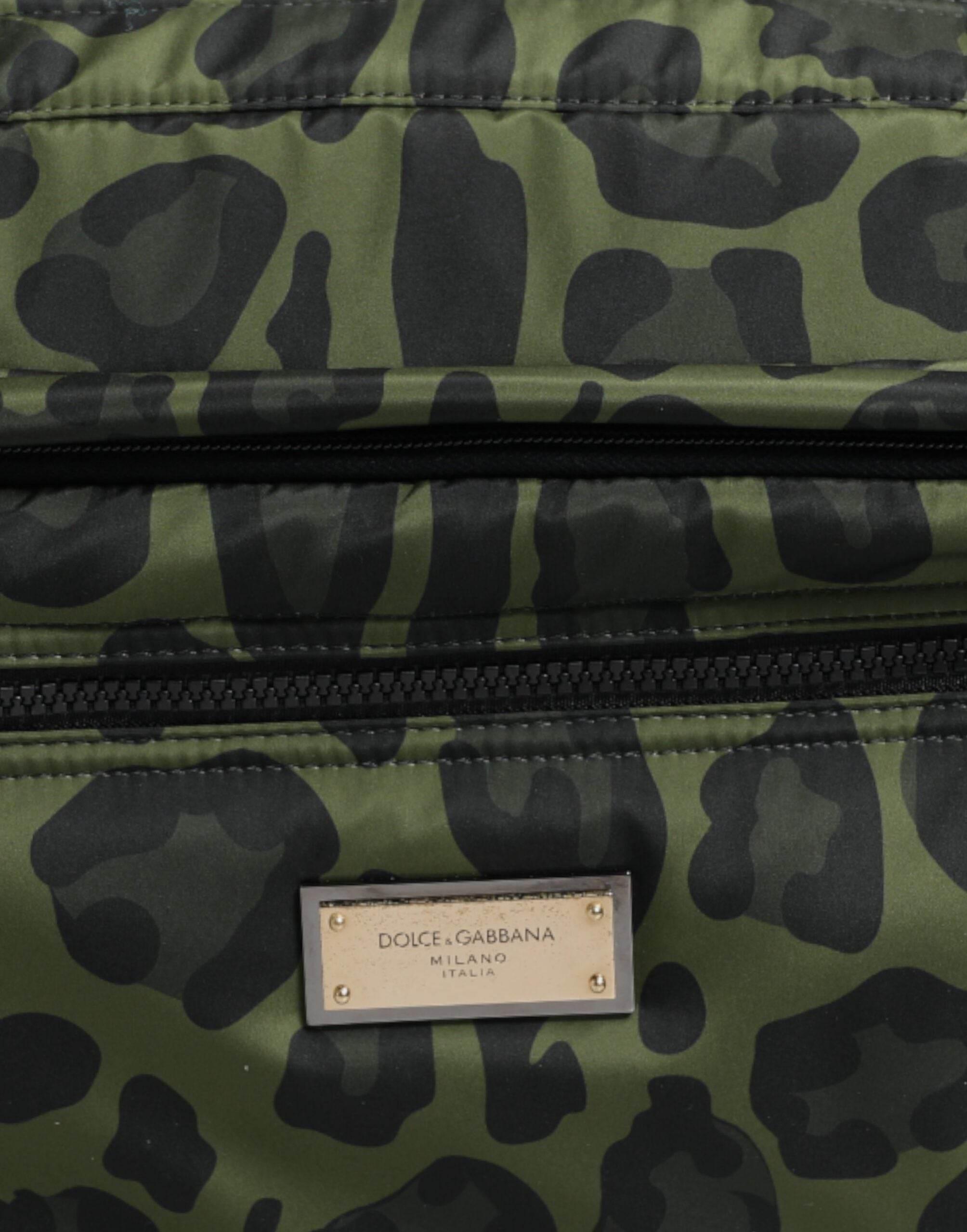 Dolce & Gabbana Green Polyester Leopard Print Shell Messenger Bag - Hilstor