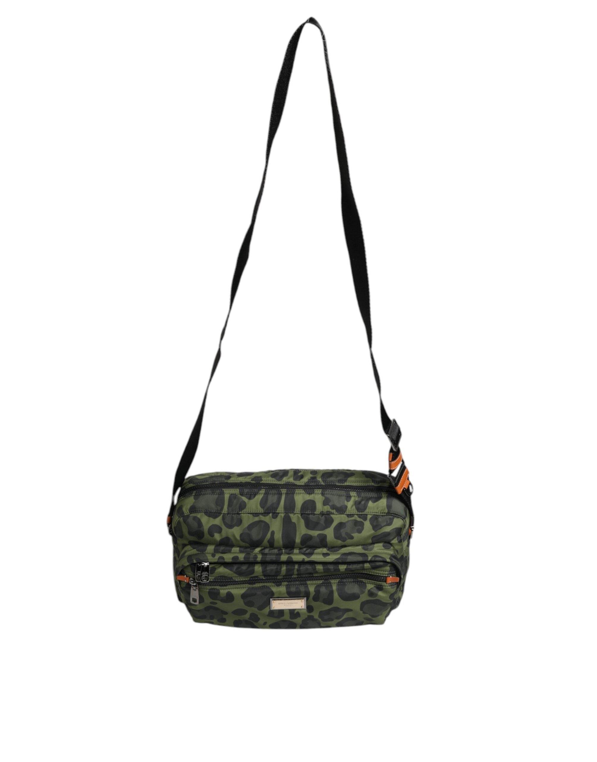 Dolce & Gabbana Green Polyester Leopard Print Shell Messenger Bag - Hilstor