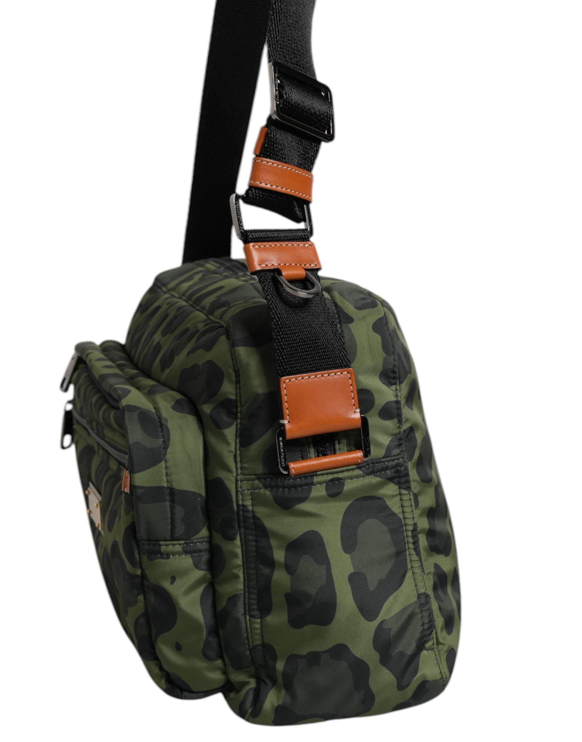 Dolce & Gabbana Green Polyester Leopard Print Shell Messenger Bag - Hilstor