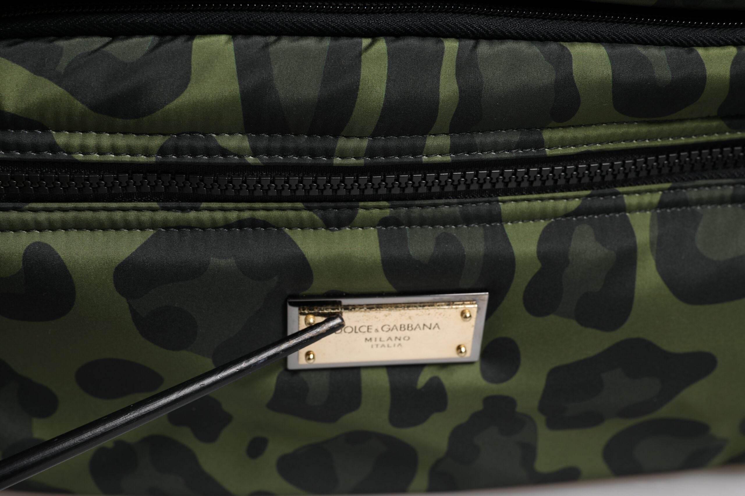 Dolce & Gabbana Green Polyester Leopard Print Shell Messenger Bag - Hilstor