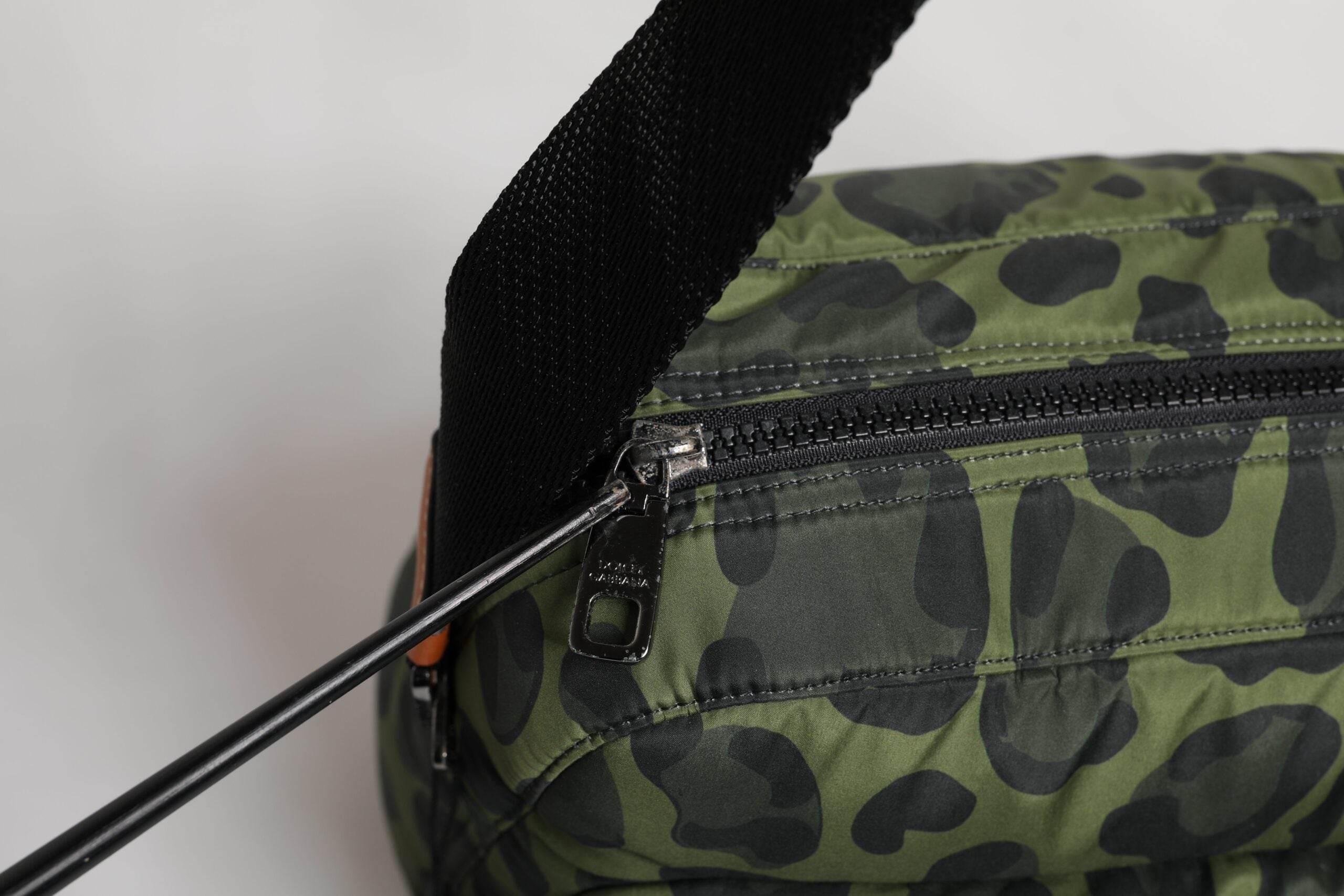 Dolce & Gabbana Green Polyester Leopard Print Shell Messenger Bag - Hilstor